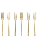 Sambonet Rock zestaw 6 widelczyków do ciasta szampan antique