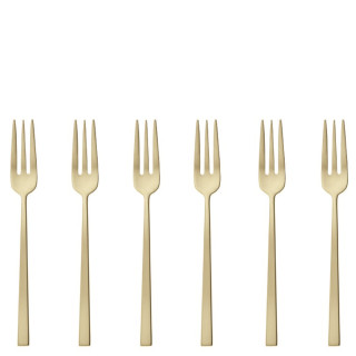 Sambonet Rock zestaw 6 widelczyków do ciasta szampan antique