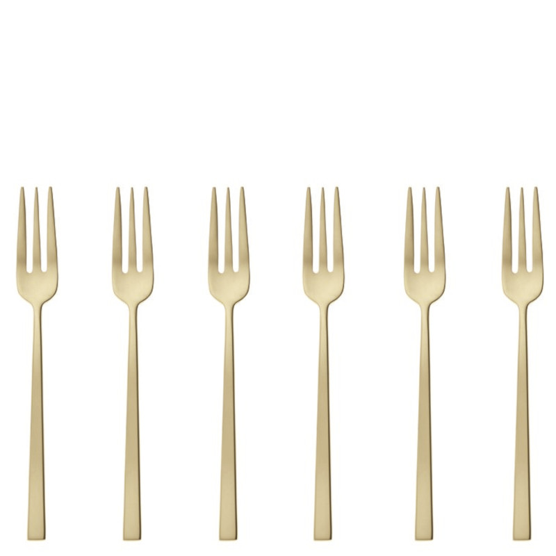 Sambonet Rock zestaw 6 widelczyków do ciasta szampan antique