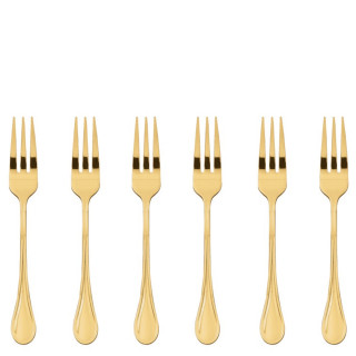 Sambonet Royal zestaw 6 widelczyków do ciasta złote