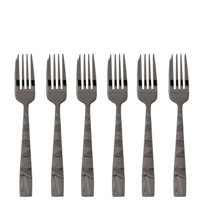 Sambonet Jungle zestaw 6 widelczyków do ciasta czarne