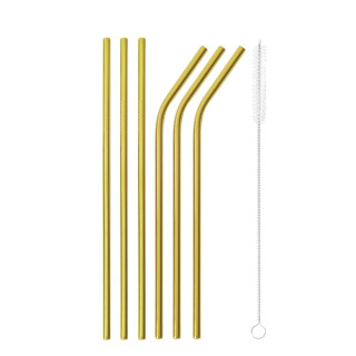 Sambonet Słomki stalowe złote - zestaw 6 szt
