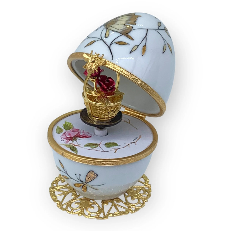 Jajko pozytywka biało-złota Róża