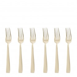 Sambonet Flat zestaw 6 widelczyków do ciasta Szampan