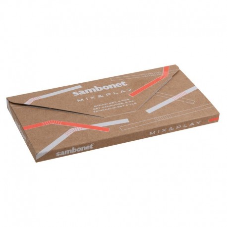 Sambonet Słomki stalowe srebrne proste - zestaw 12 szt