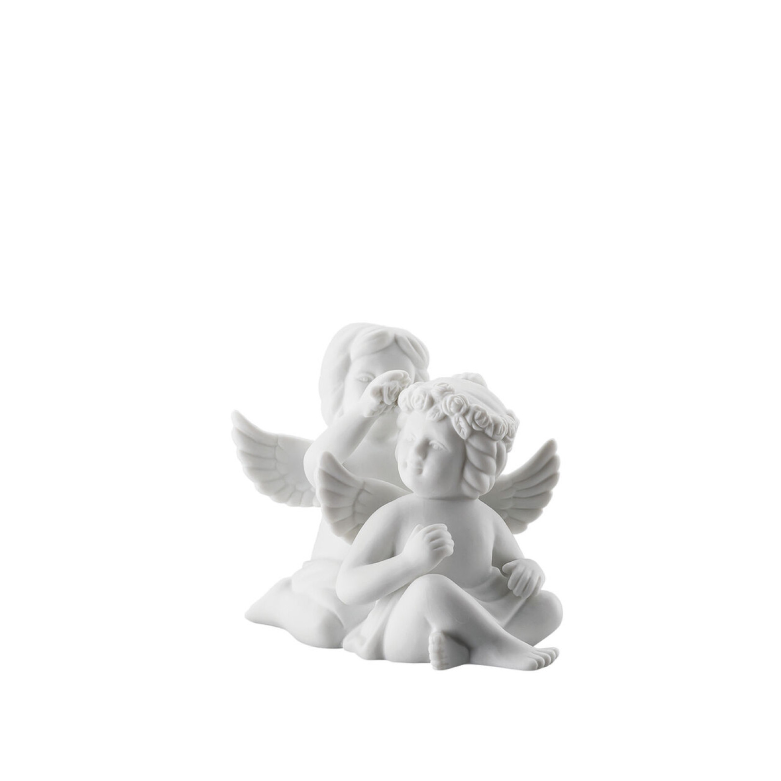 Para aniołów małych z kwiatami