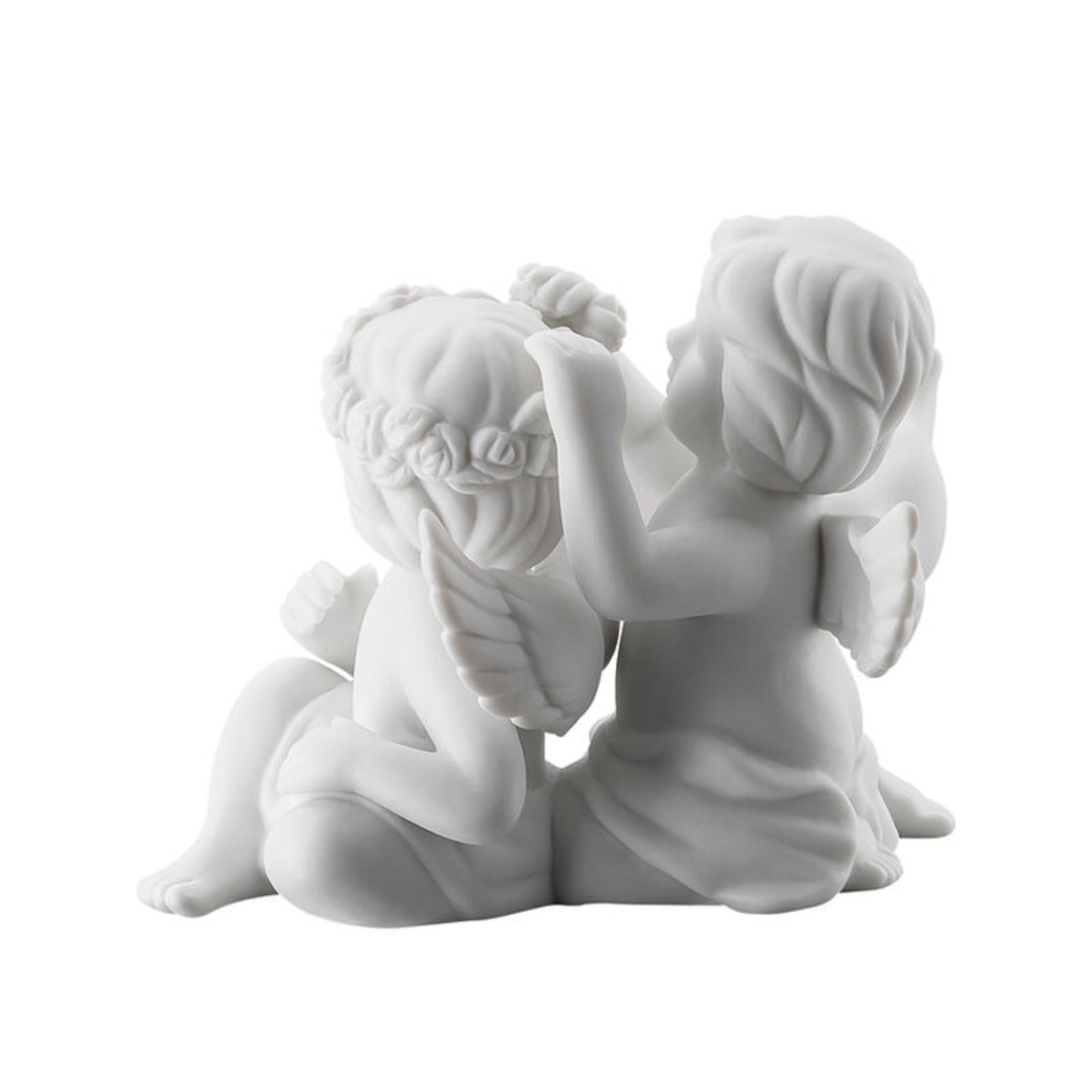 Para aniołów małych z kwiatami