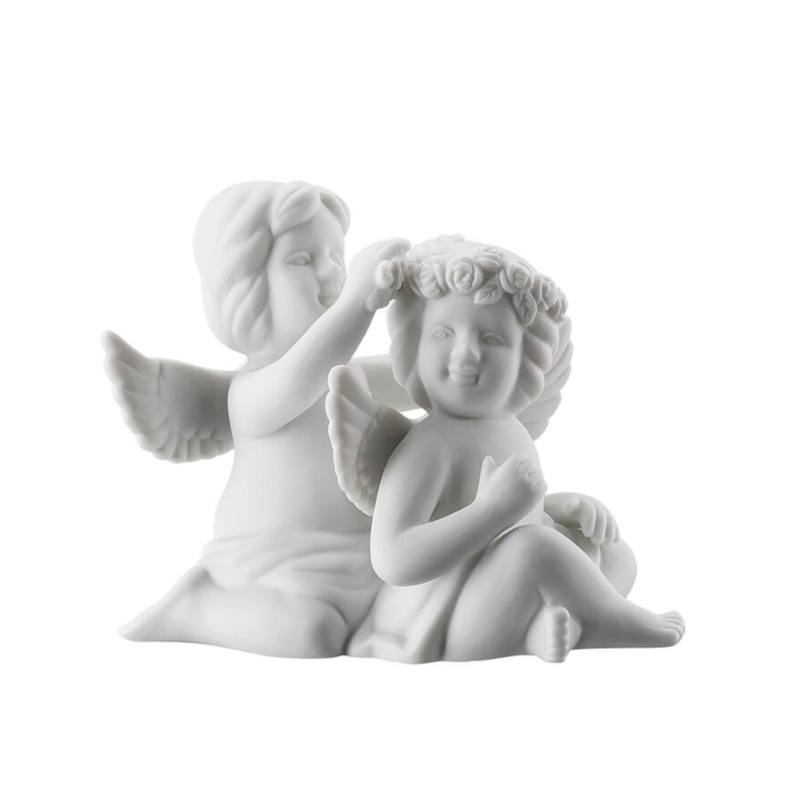 Para aniołów średnich z kwiatami