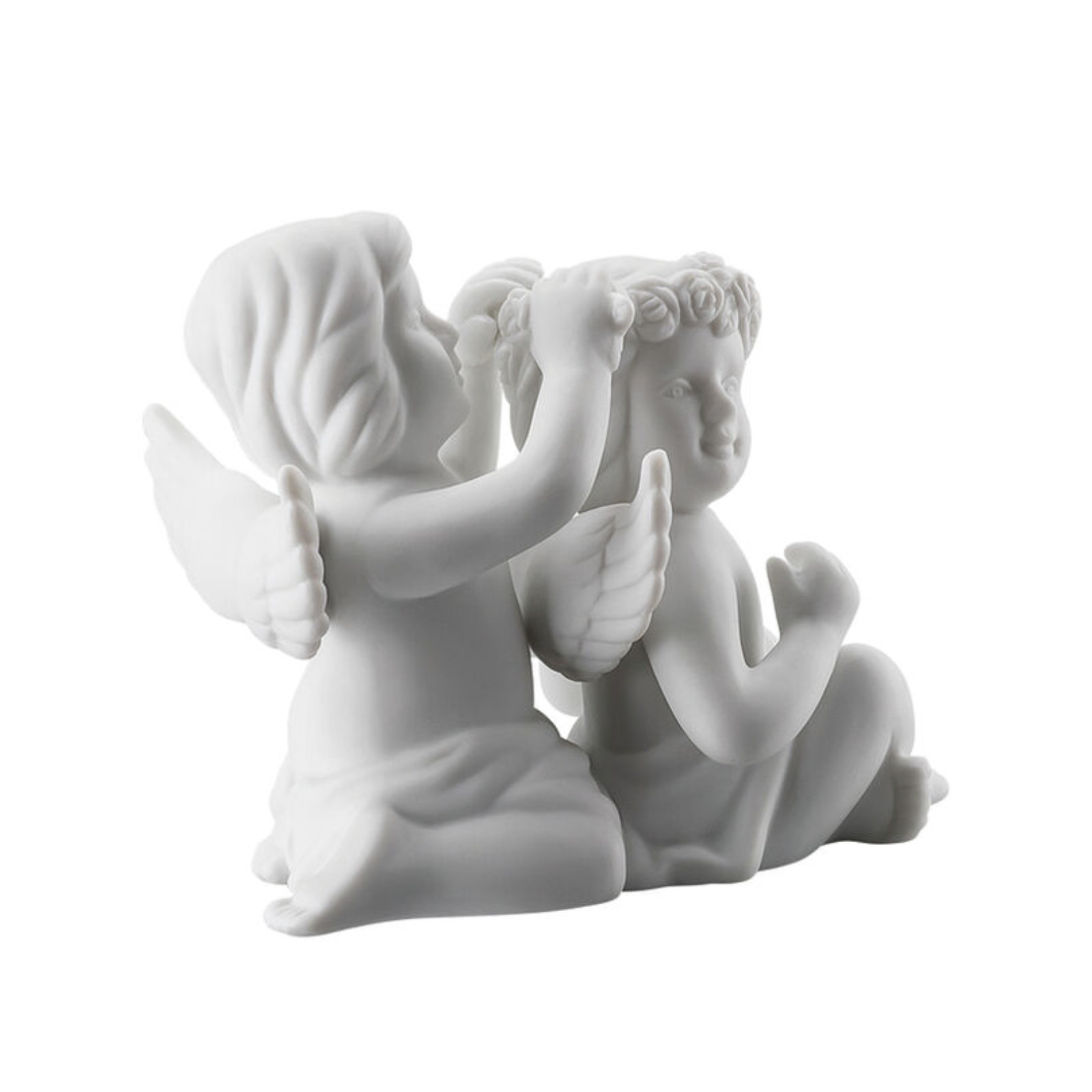 Para aniołów średnich z kwiatami